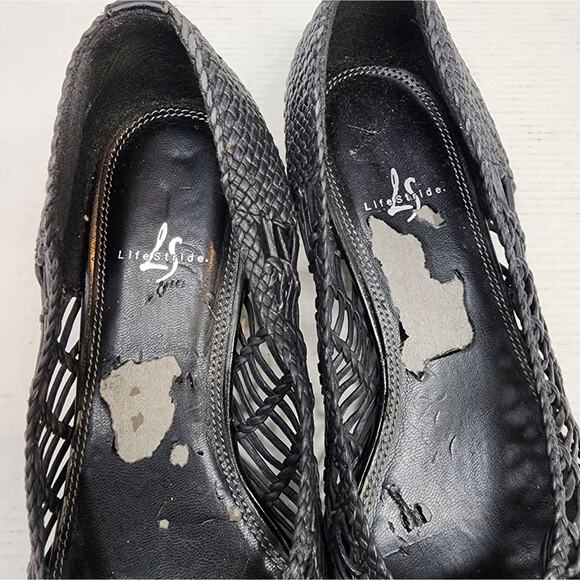 Life Stride Black Loafer Slipon Ballet Flats Breathable  Low Heel Shoes Size 8.5 - Picture 12 of 13